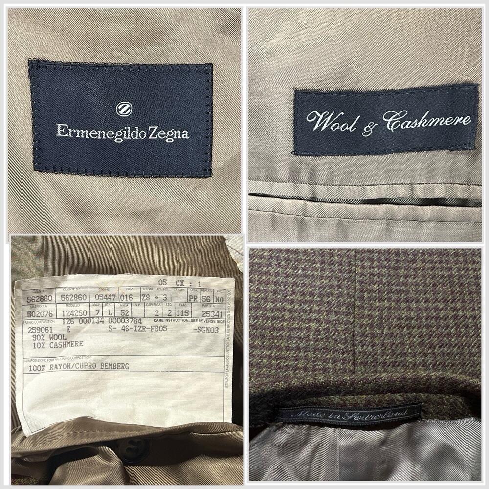 Ermenegildo Zegna 46L Green Brown Cashmere & Wool Sport Coat 3/2 Roll Flannel - Picture 14 of 14